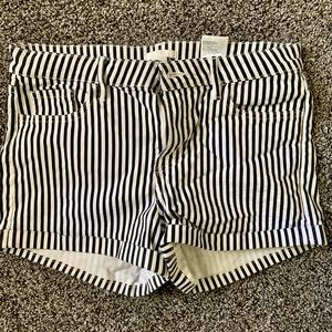 Black and white striped shorts